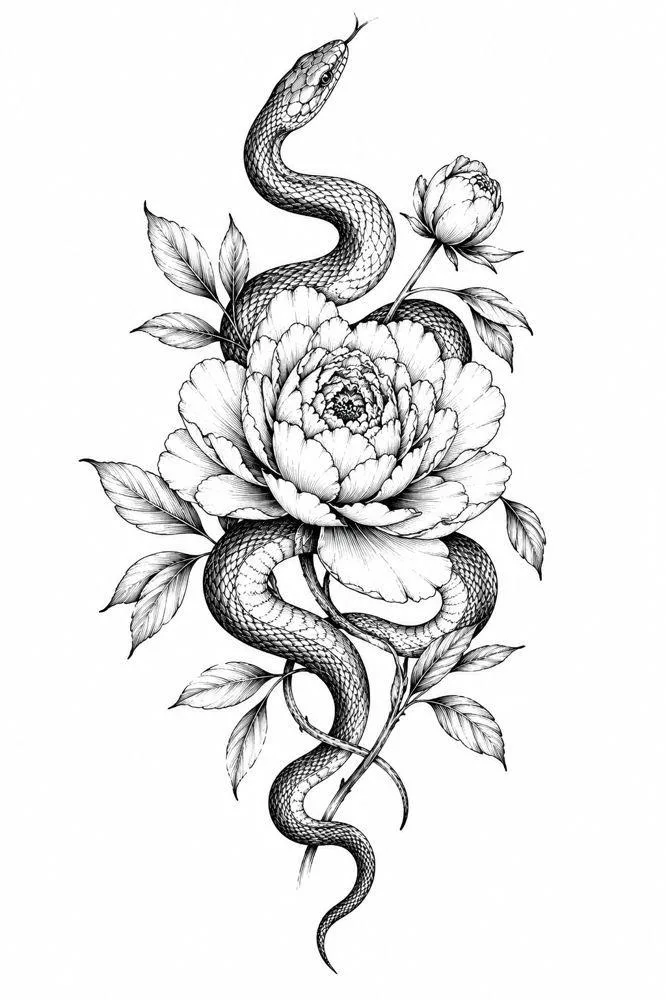 Snake & Peony
