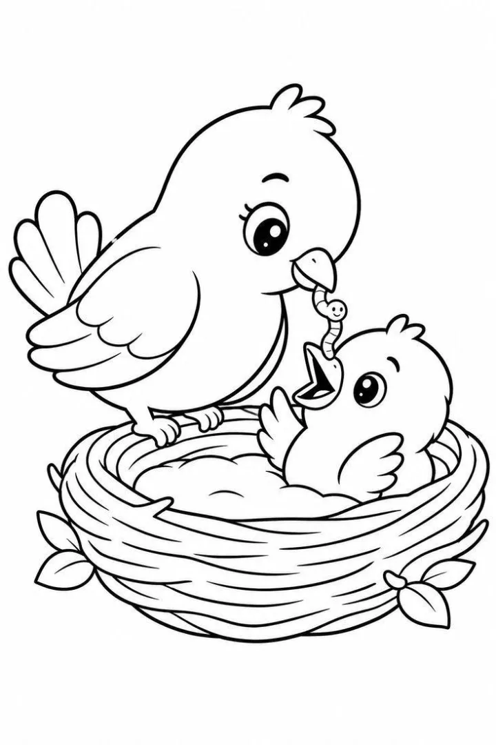 Mama Bird & Baby in the Nest