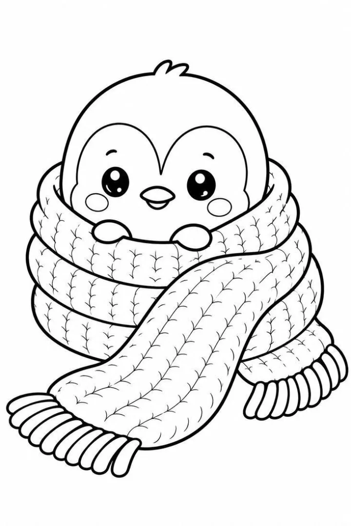 Baby Penguin in an Oversized Scarf