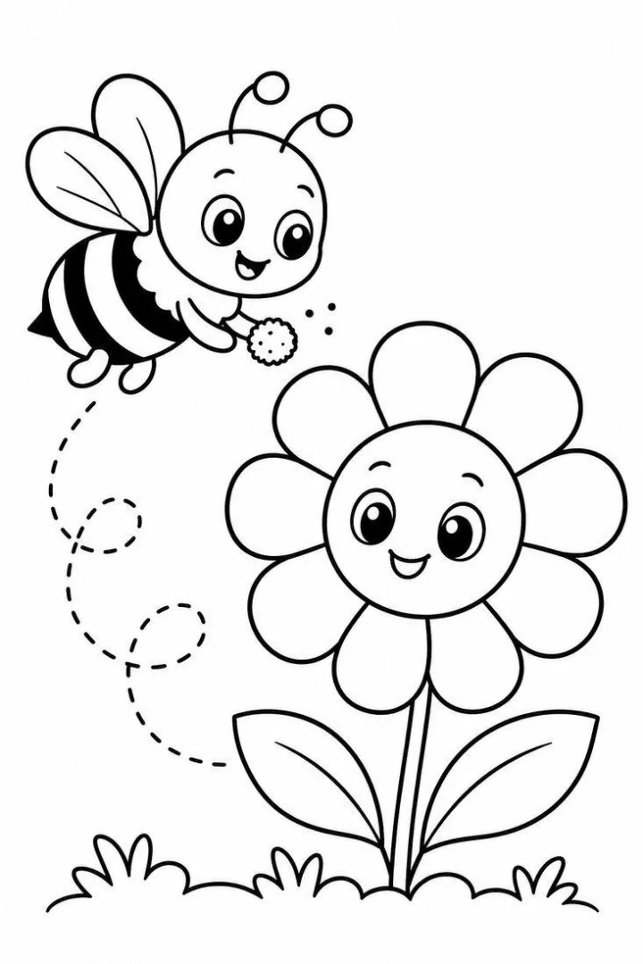 Busy Bee & Flower