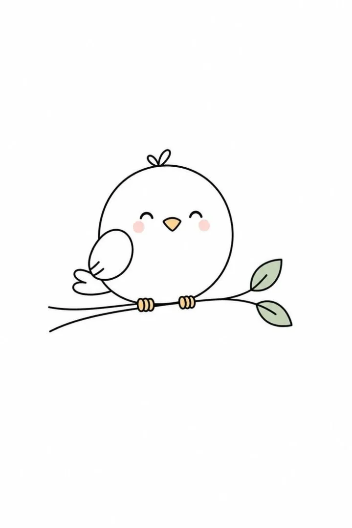 Round Bird on a Branch