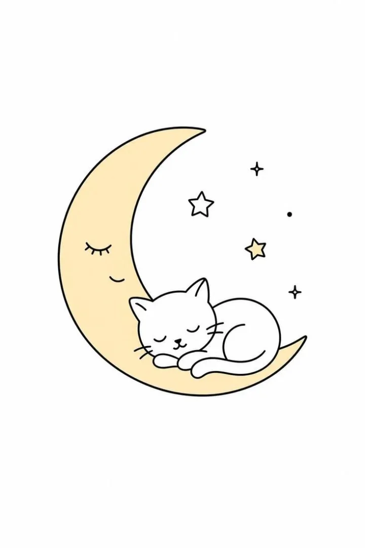 Sleepy Crescent & Cat