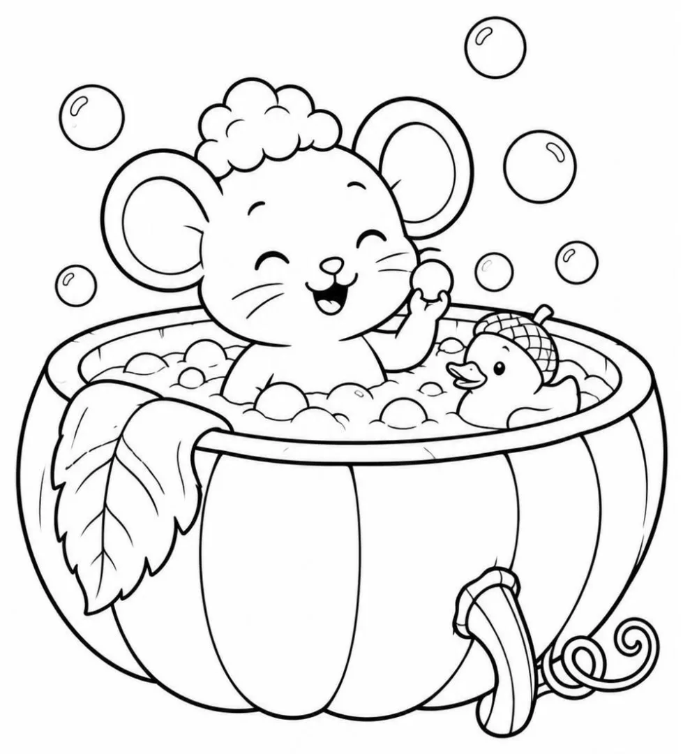 Mouse in a Pumpkin Bath