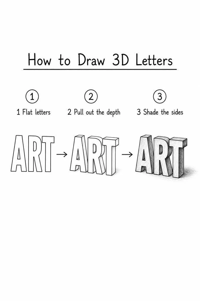 3D letters drawing