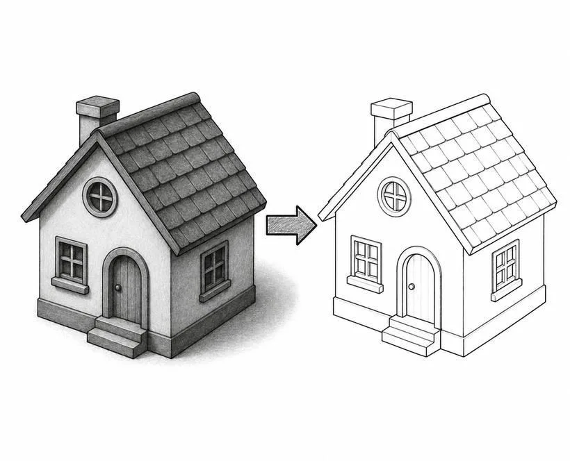 3D house drawing
