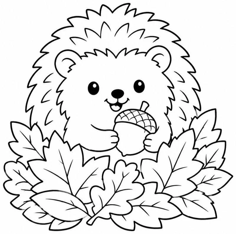 Hedgehog in a Leaf Pile