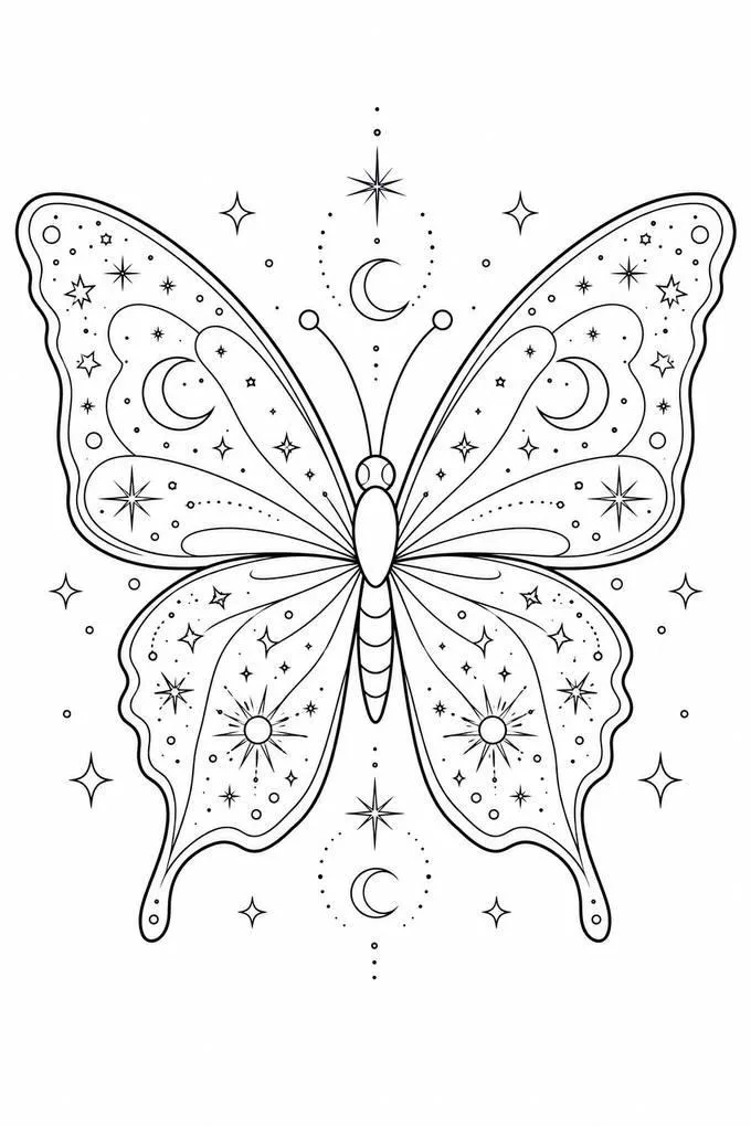 Celestial aesthetic butterfly drawing
