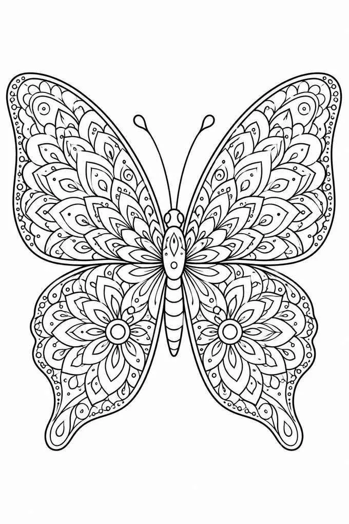Mandala butterfly drawing