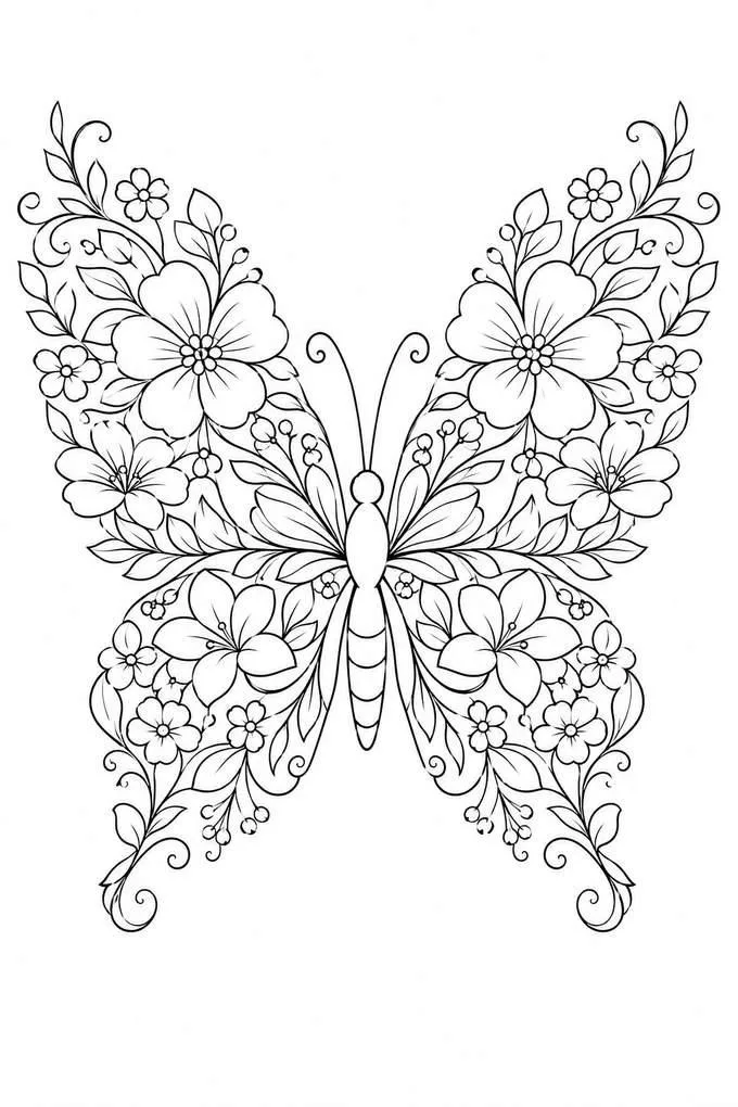 Floral butterfly drawing