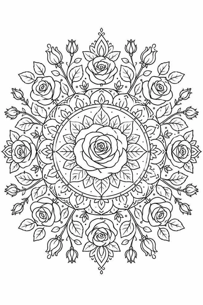 Rose mandala drawing