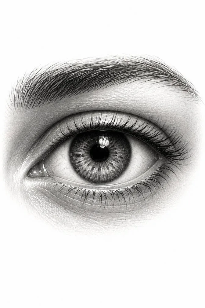 A realistic eye, simplified drawing