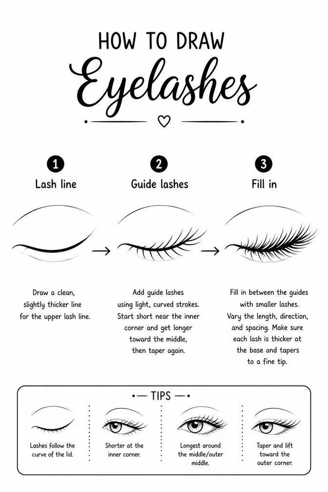 How to draw eyelashes