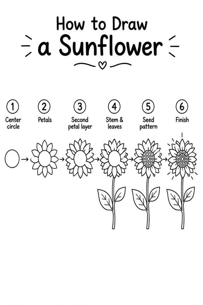 How to draw a sunflower