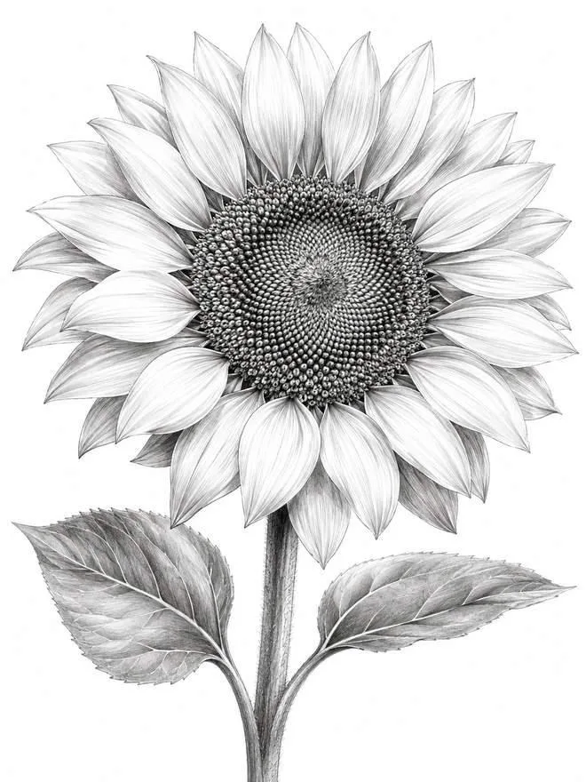 Realistic pencil sunflower