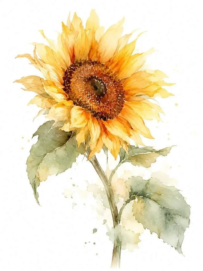 Watercolor sunflower drawing
