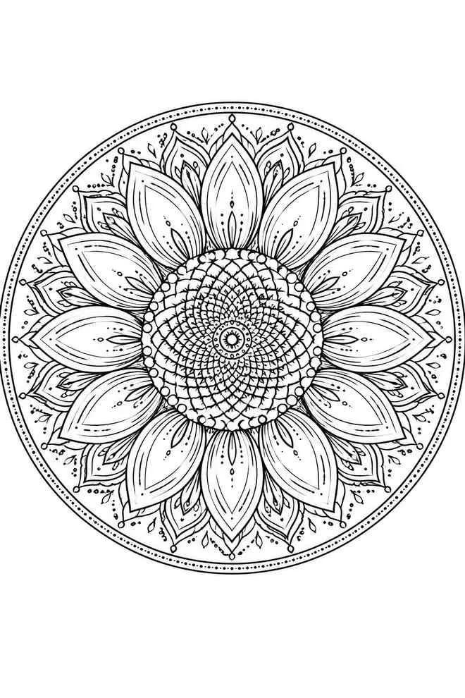 Mandala sunflower drawing