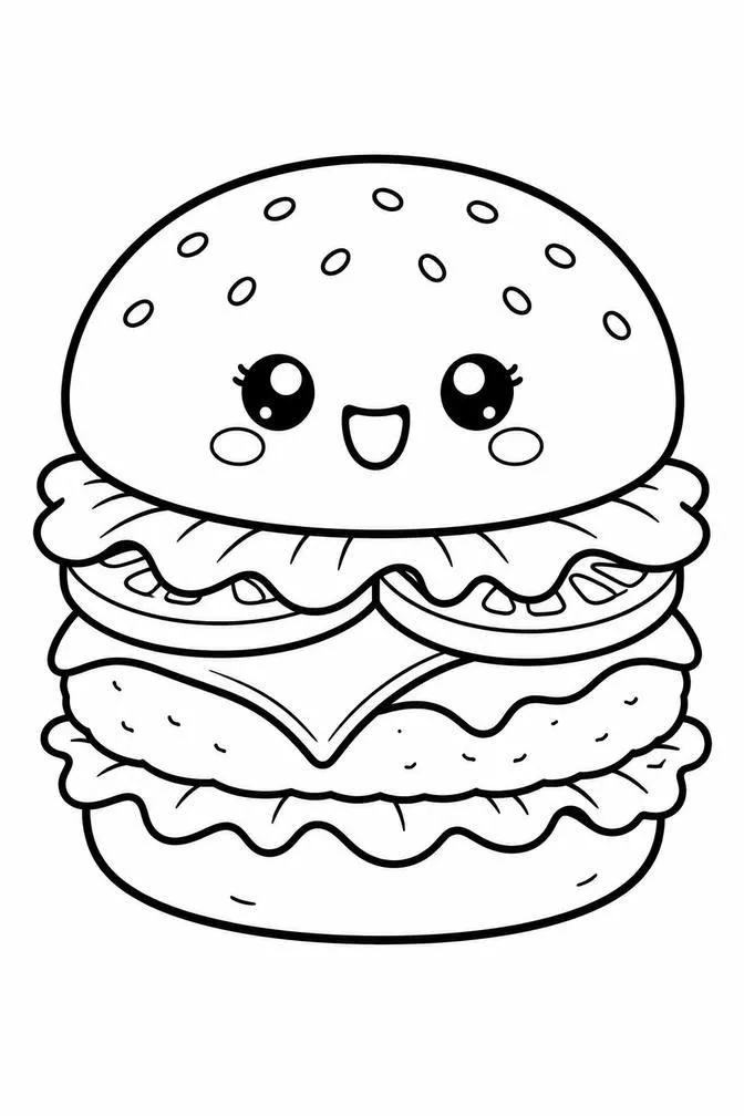 Cute burger drawing