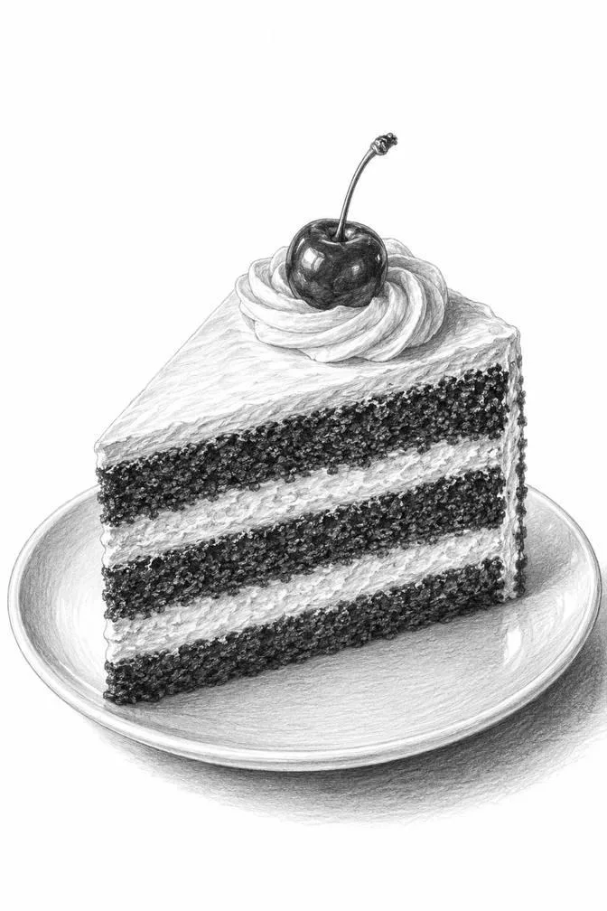 Realistic cake slice (pencil) art