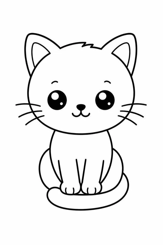 Simple sitting cat drawing