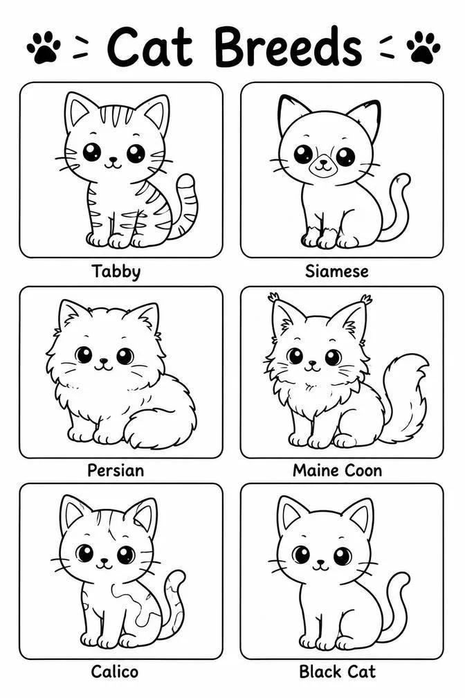 Cat breeds drawing