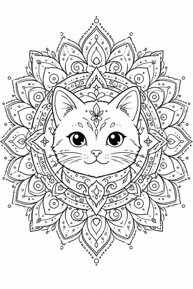 Cat mandala drawing