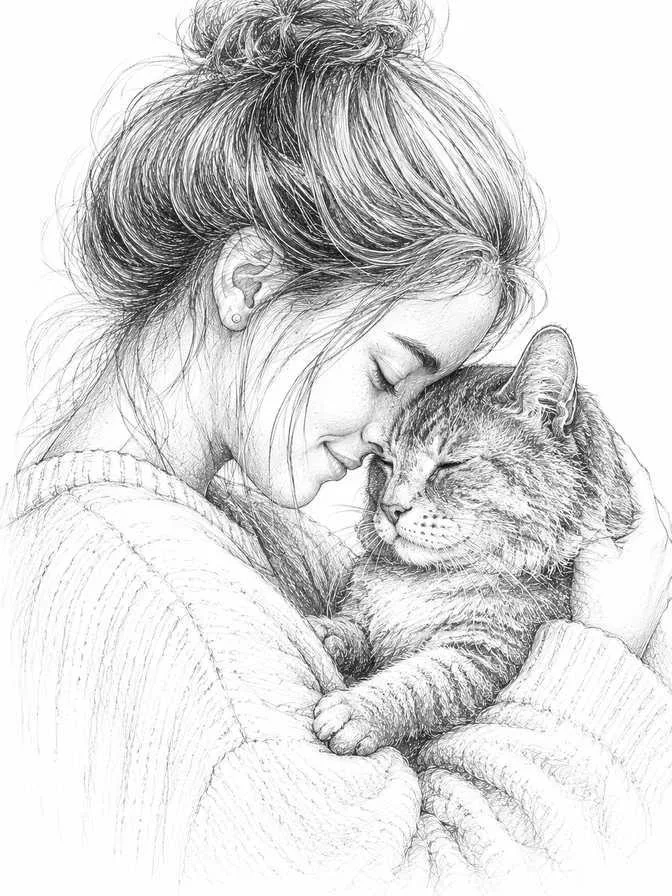elegant cat drawing