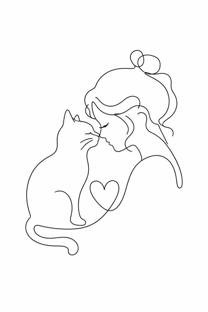 elegant cat drawing