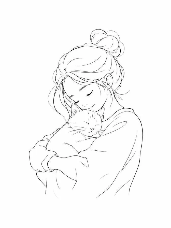 elegant cat drawing