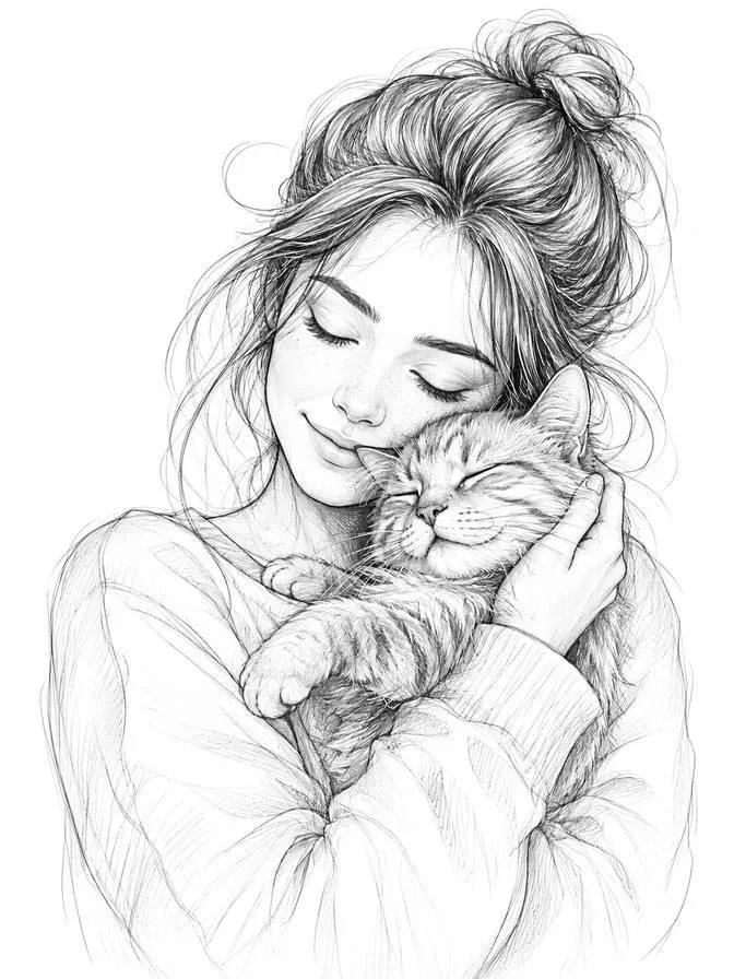 elegant cat drawing