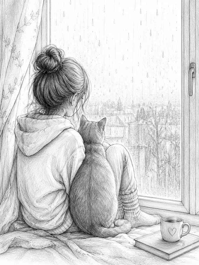 elegant cat drawing