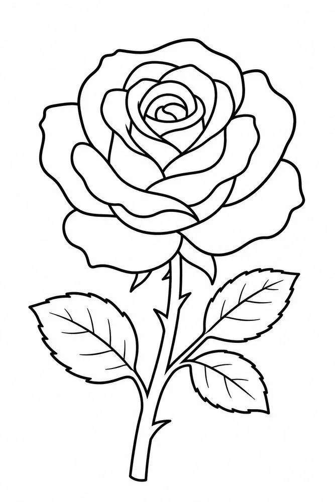 a simple rose outline coloring page.