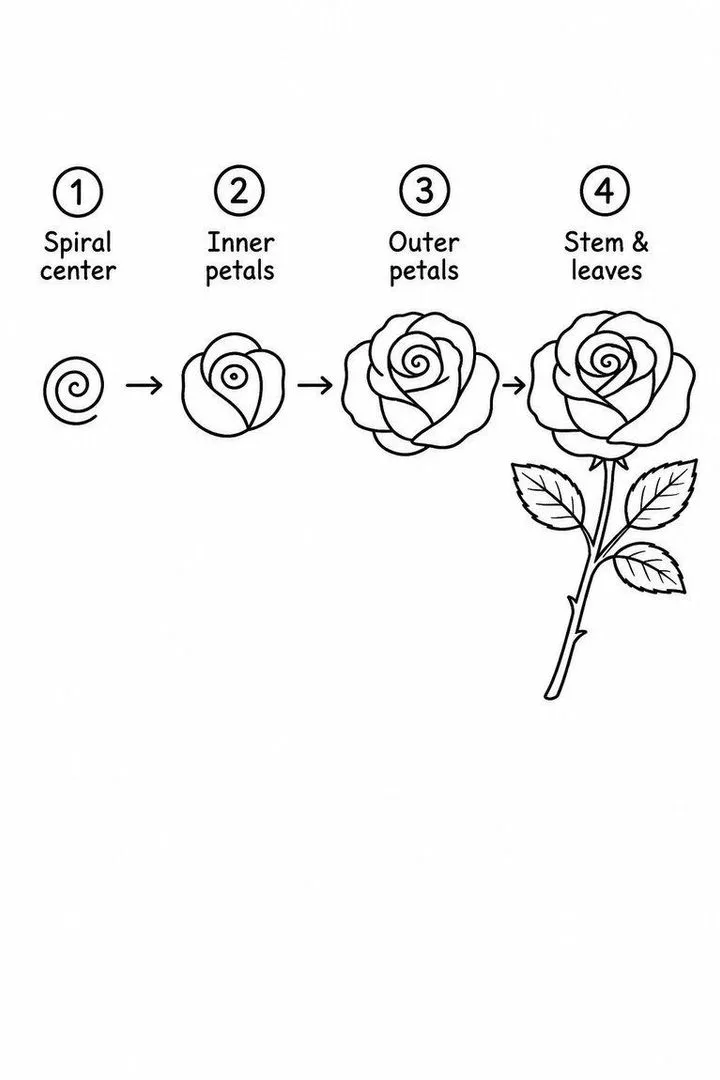 how to draw a rose 