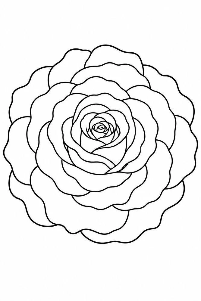 Full-bloom rose drawing