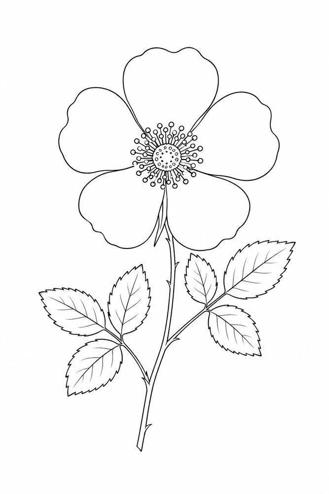 wild rose (or dog rose) drawing