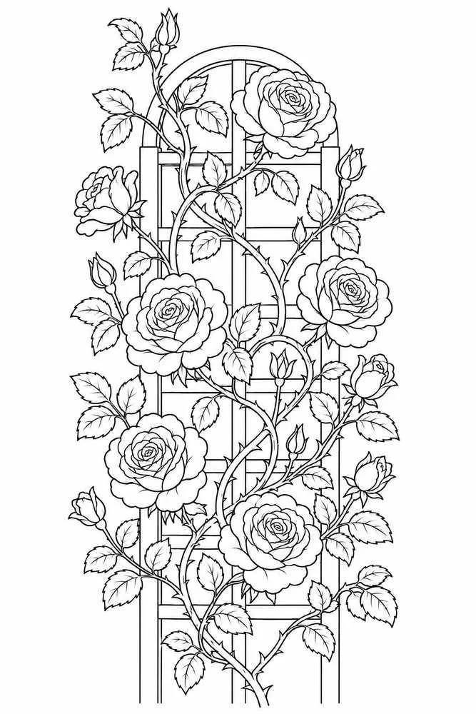 Climbing roses drawing