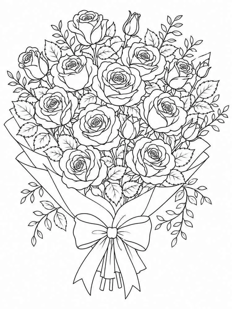 rose bouquet drawing