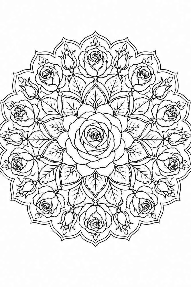 rose mandala drawing