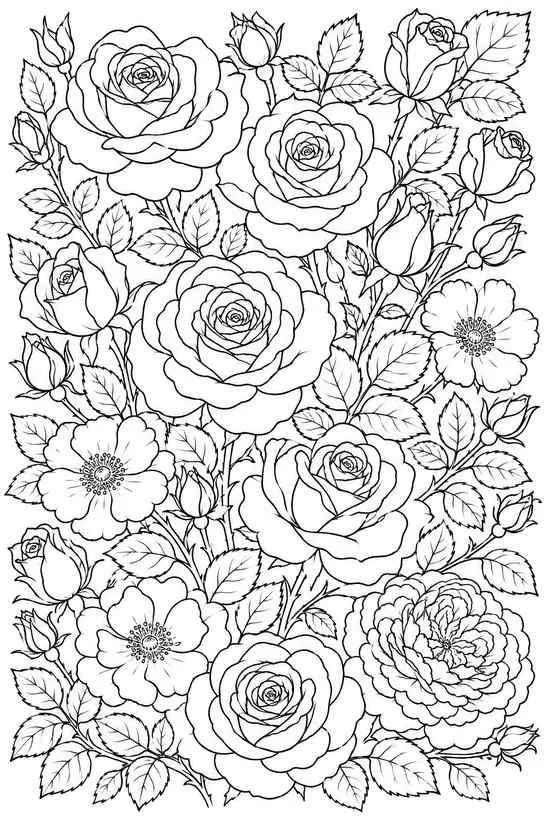 rose coloring page
