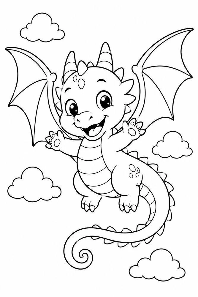 flying baby dragon drawing