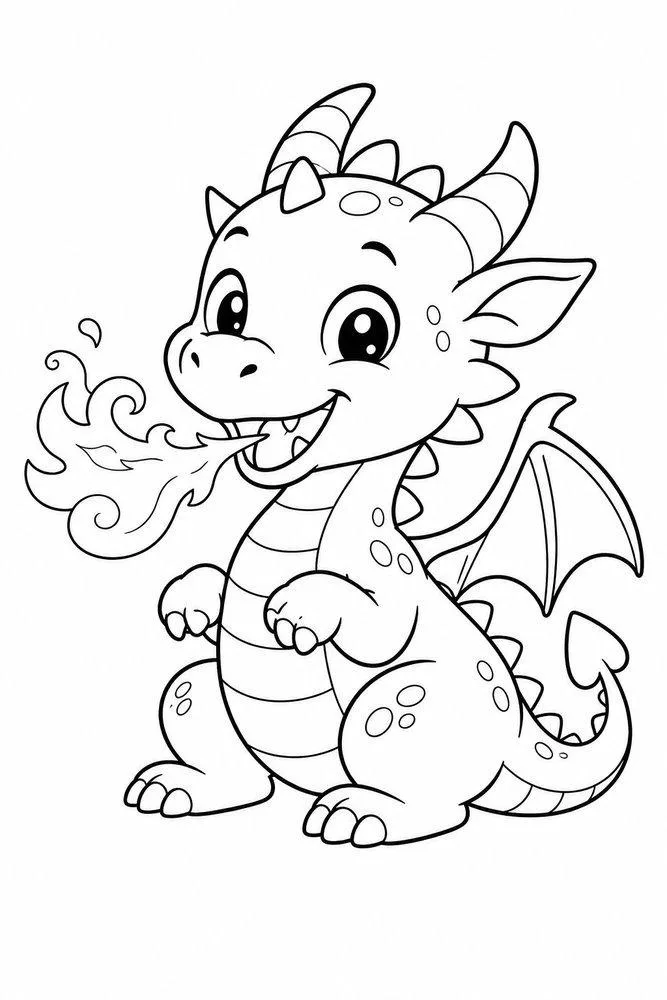 fire-breathing dragon drawing