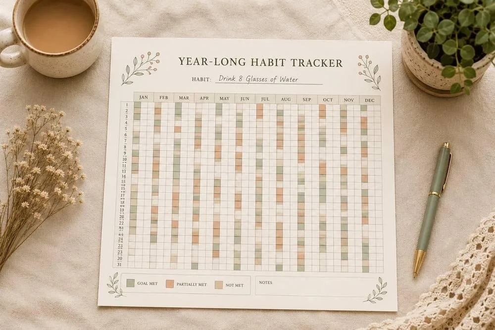 Year-long (12-month) habit tracker
