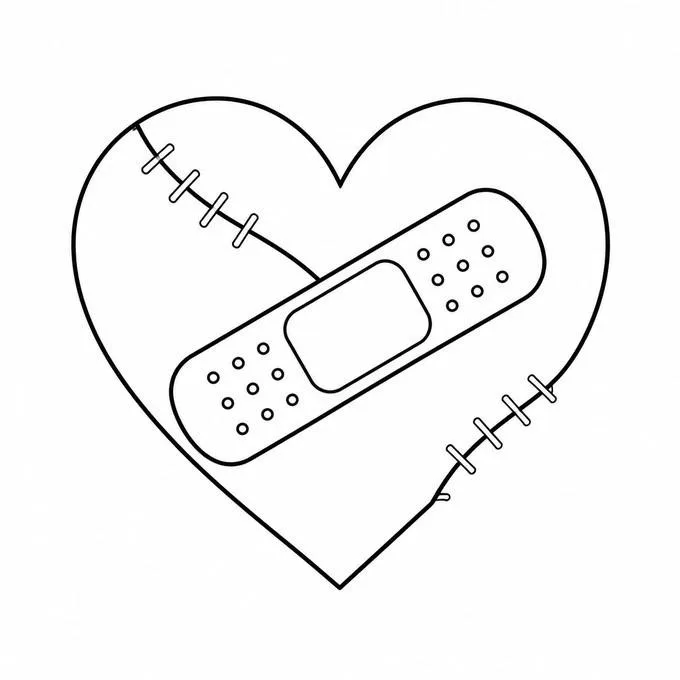 Bandaged (healing) heart drawing