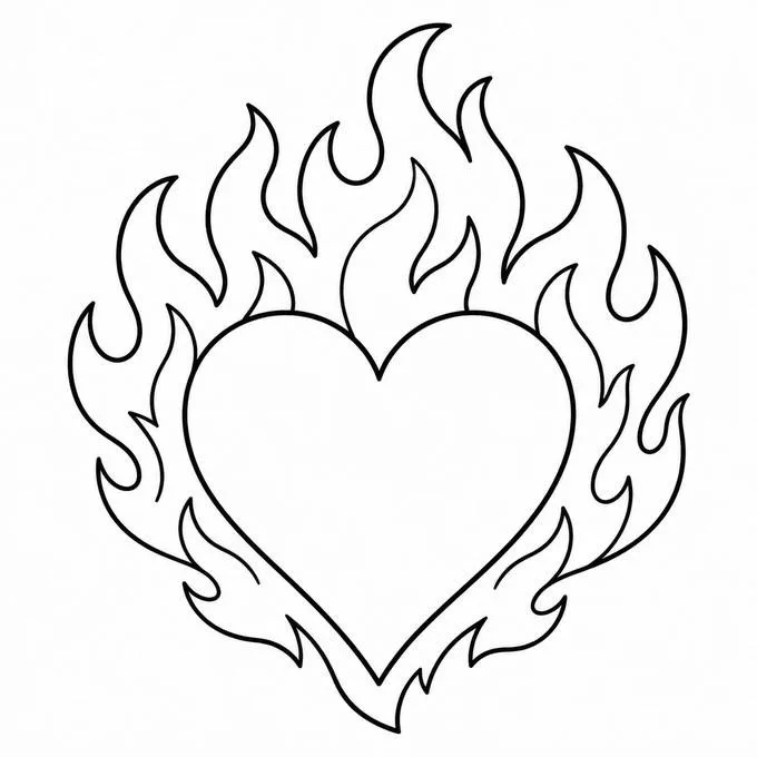 Heart on fire drawing