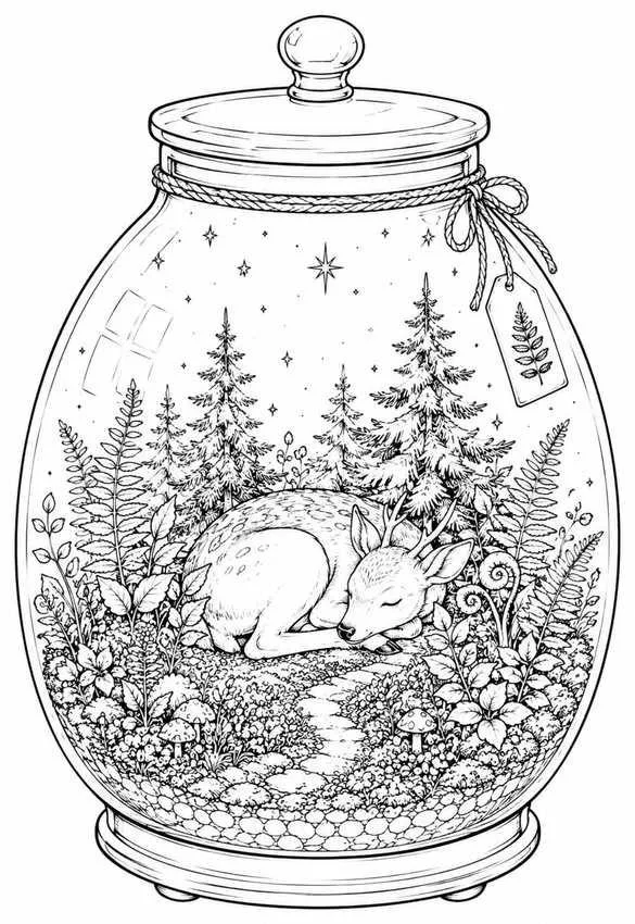 Terrarium with a Sleeping Deer
