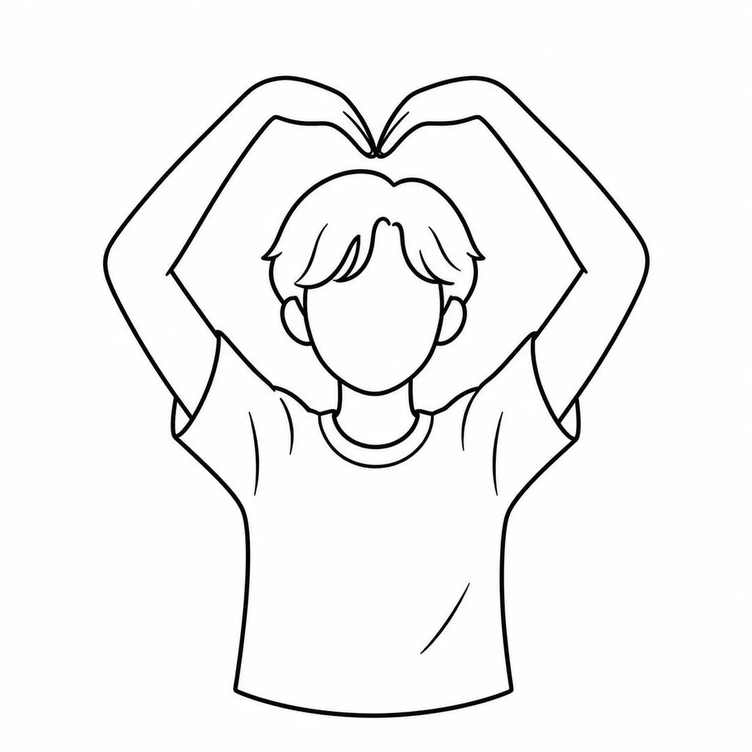 korean big heart drawing