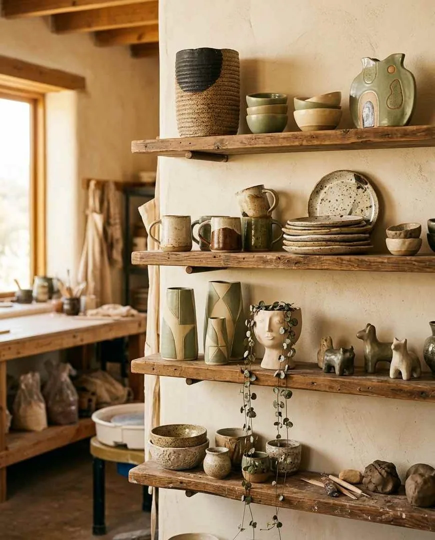 Finished handbuilt pottery