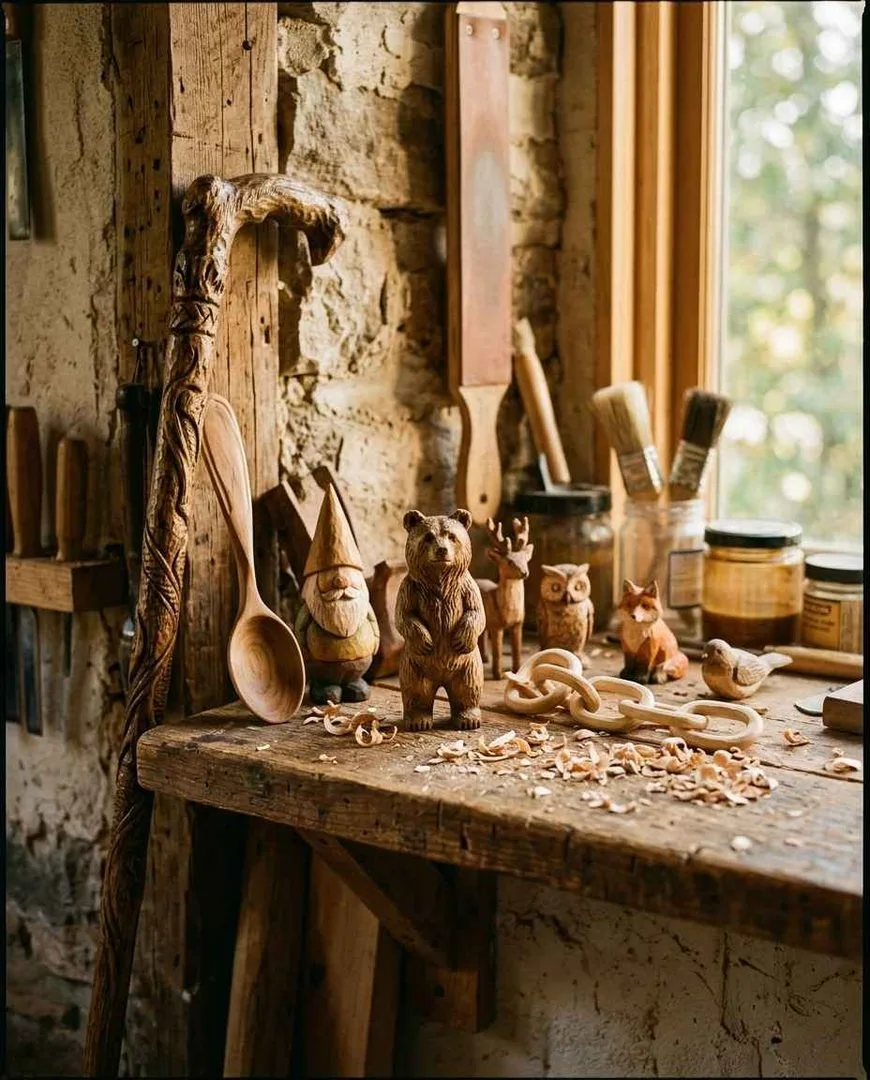 Finished whittled projects