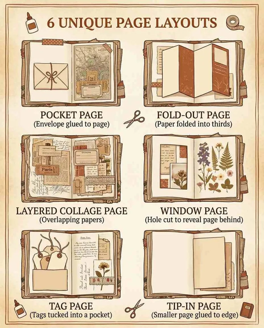 Junk journal page layout ideas