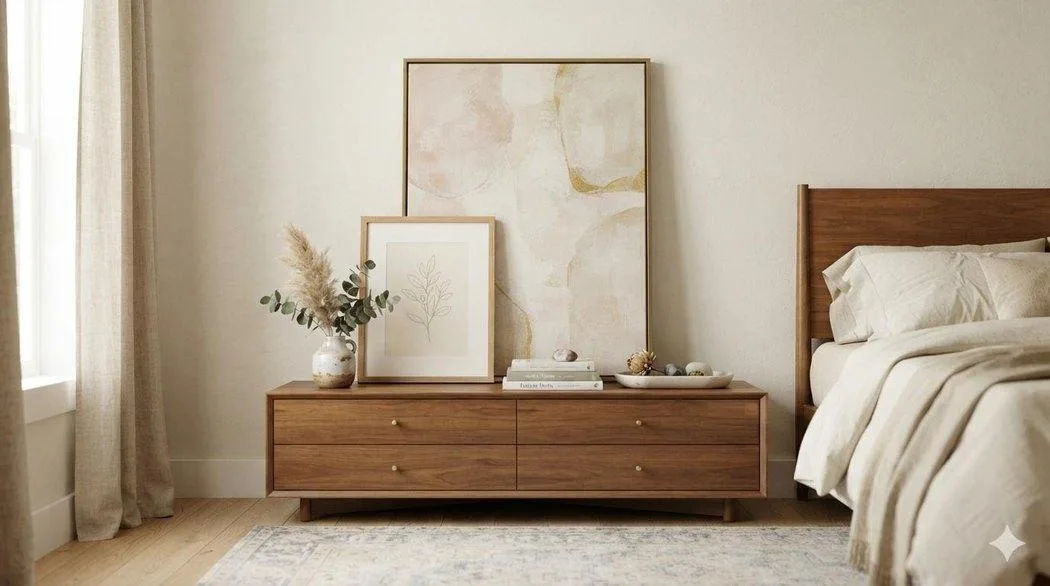 Renter-friendly bedroom wall decor