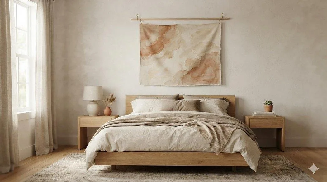 Renter-friendly bedroom wall decor